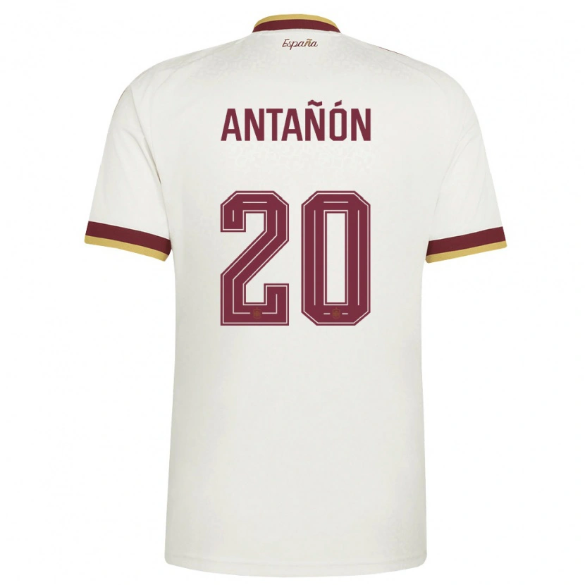 Danxen Barn Spanien Andrés Antañón #20 Off-White Burgund Bortatröja Matchtröjor 26-28 Tröjor T-Tröja