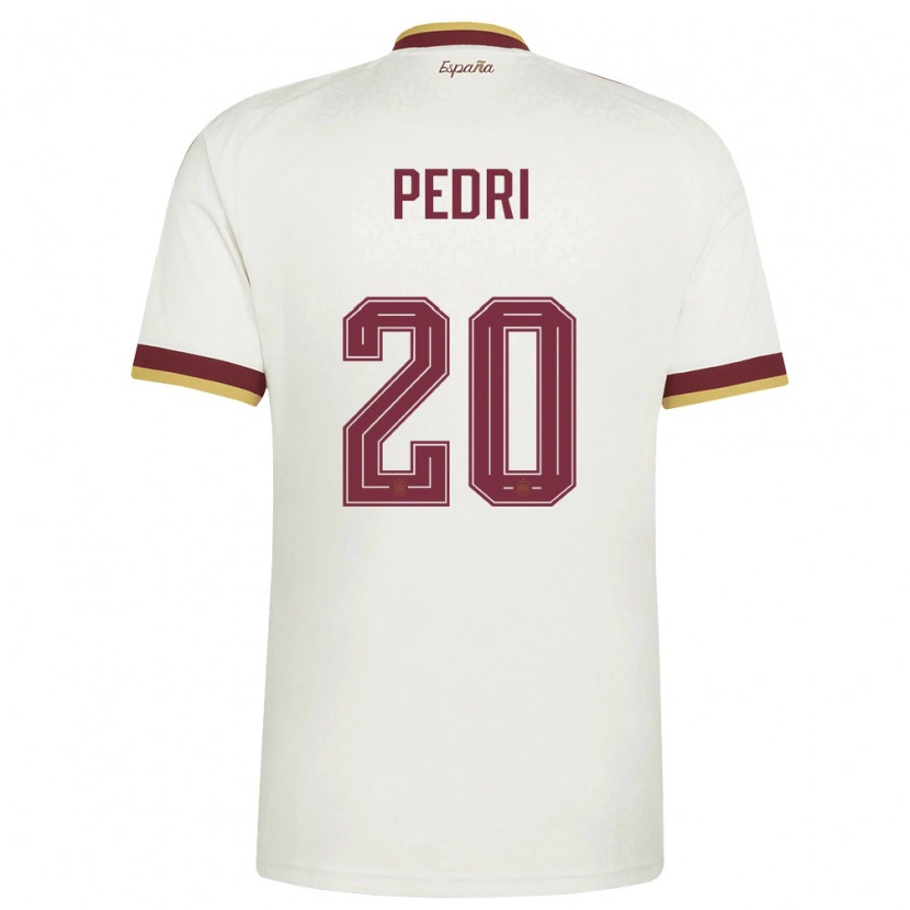 Danxen Barn Spanien Pedri #20 Off-White Burgund Bortatröja Matchtröjor 26-28 Tröjor T-Tröja
