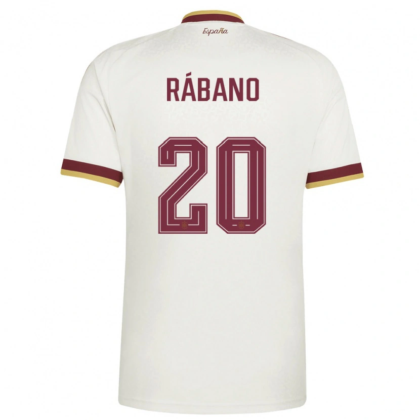 Danxen Barn Spanien Nuria Rabano #20 Off-White Burgund Bortatröja Matchtröjor 26-28 Tröjor T-Tröja