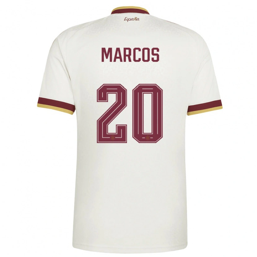 Danxen Barn Spanien Óscar Marcos #20 Off-White Burgund Bortatröja Matchtröjor 26-28 Tröjor T-Tröja