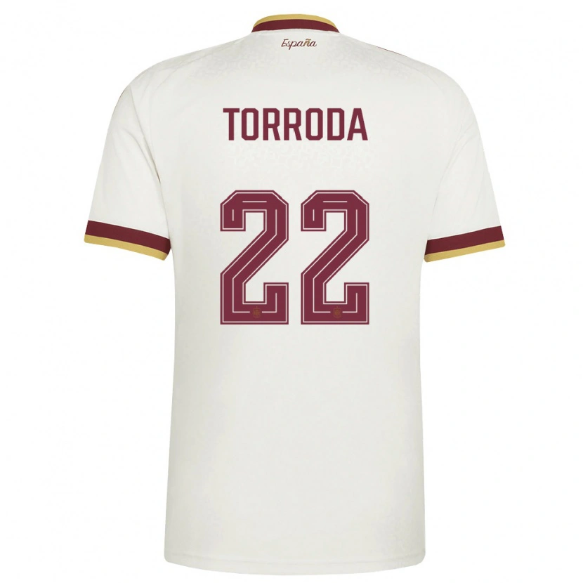 Danxen Barn Spanien Anna Torroda #22 Off-White Burgund Bortatröja Matchtröjor 26-28 Tröjor T-Tröja