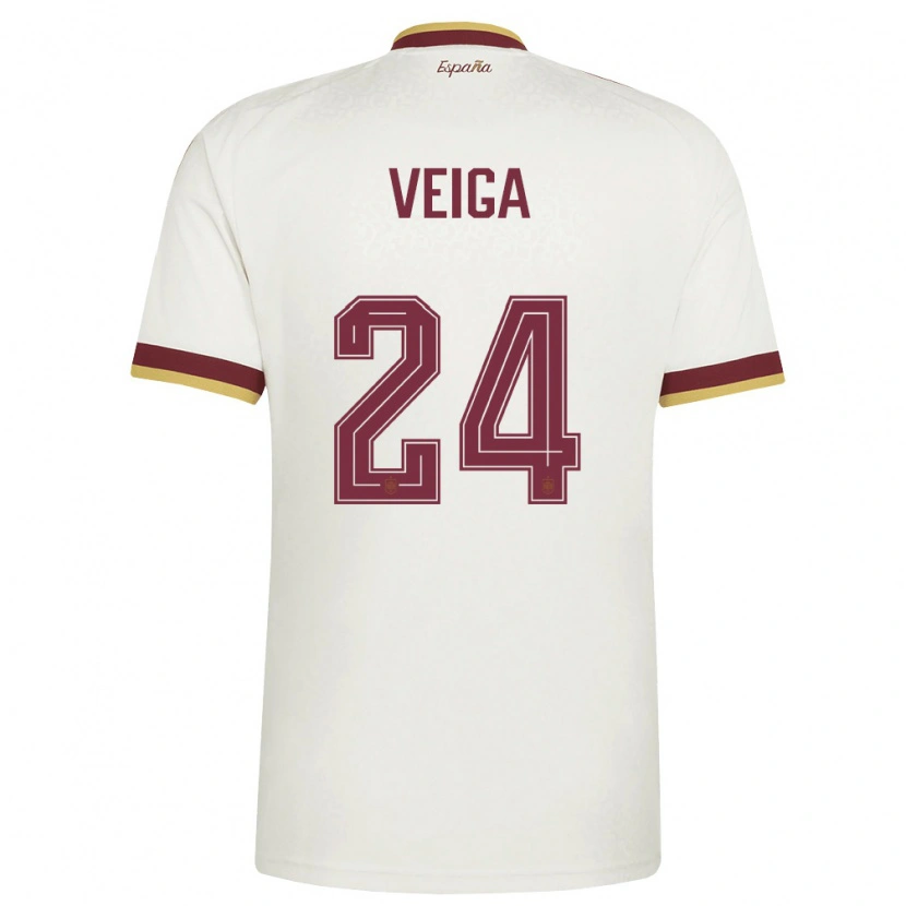 Danxen Barn Spanien Gabri Veiga #24 Off-White Burgund Bortatröja Matchtröjor 26-28 Tröjor T-Tröja