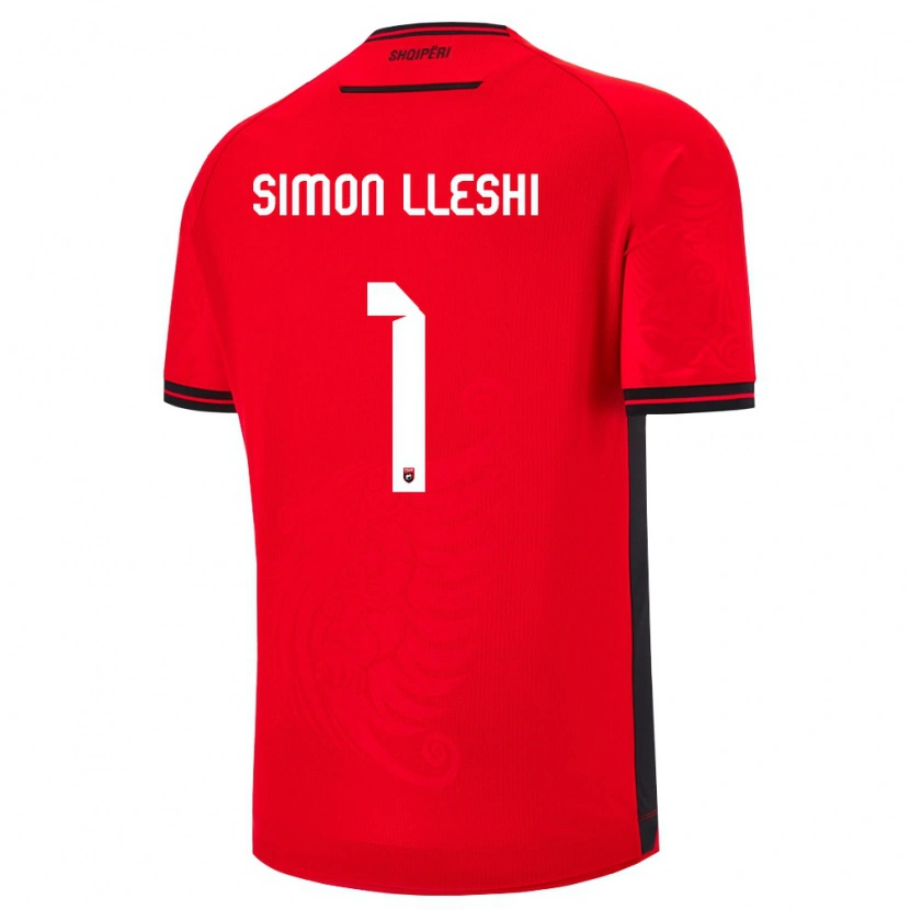 Danxen Män Albanien Simon Lleshi #1 Röd Svart Hemmatröja Matchtröjor 26-28 Tröjor T-Tröja