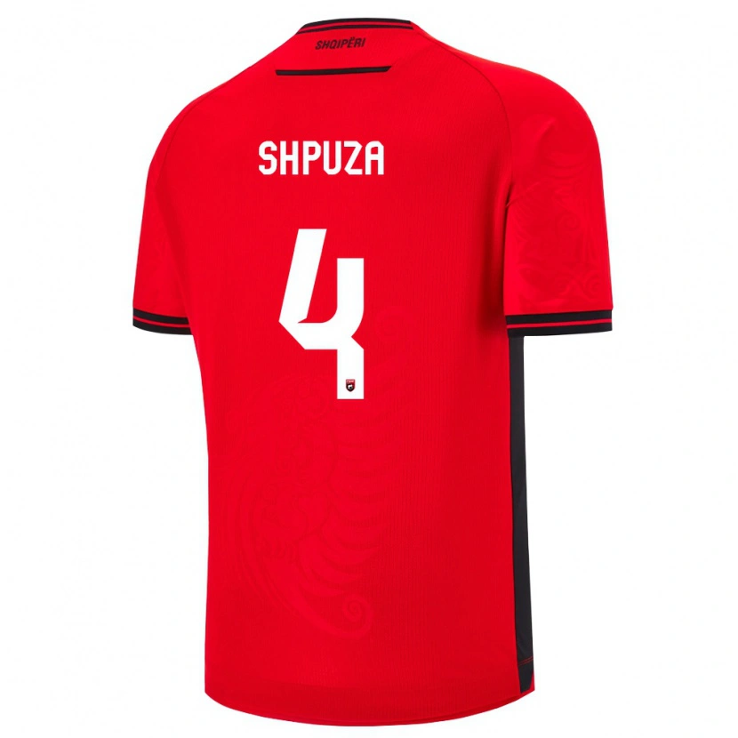 Danxen Män Albanien Kleo Shpuza #4 Röd Svart Hemmatröja Matchtröjor 26-28 Tröjor T-Tröja