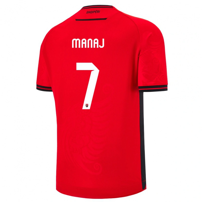 Danxen Män Albanien Rey Manaj #7 Röd Svart Hemmatröja Matchtröjor 26-28 Tröjor T-Tröja