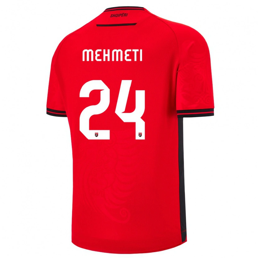 Danxen Män Albanien Anis Mehmeti #24 Röd Svart Hemmatröja Matchtröjor 26-28 Tröjor T-Tröja