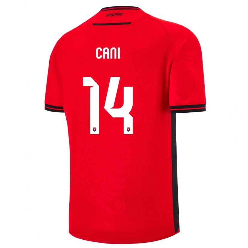 Danxen Män Albanien Gabrian Cani #14 Röd Svart Hemmatröja Matchtröjor 26-28 Tröjor T-Tröja