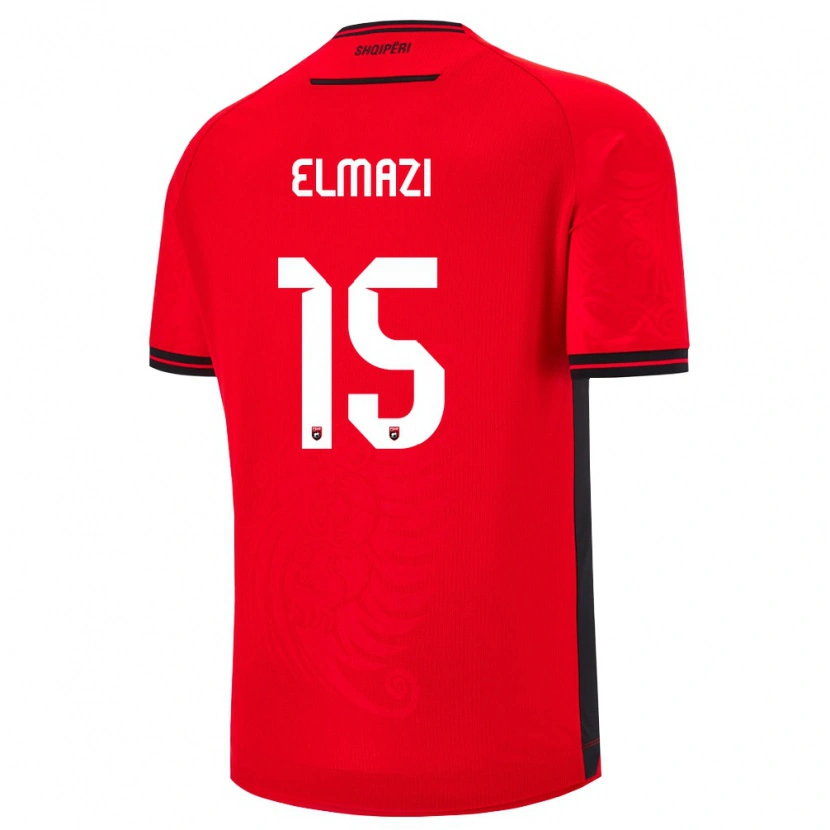 Danxen Män Albanien Enea Elmazi #15 Röd Svart Hemmatröja Matchtröjor 26-28 Tröjor T-Tröja