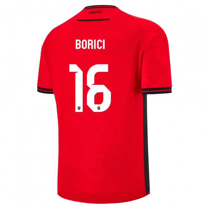 Danxen Män Albanien Armir Borici #16 Röd Svart Hemmatröja Matchtröjor 26-28 Tröjor T-Tröja