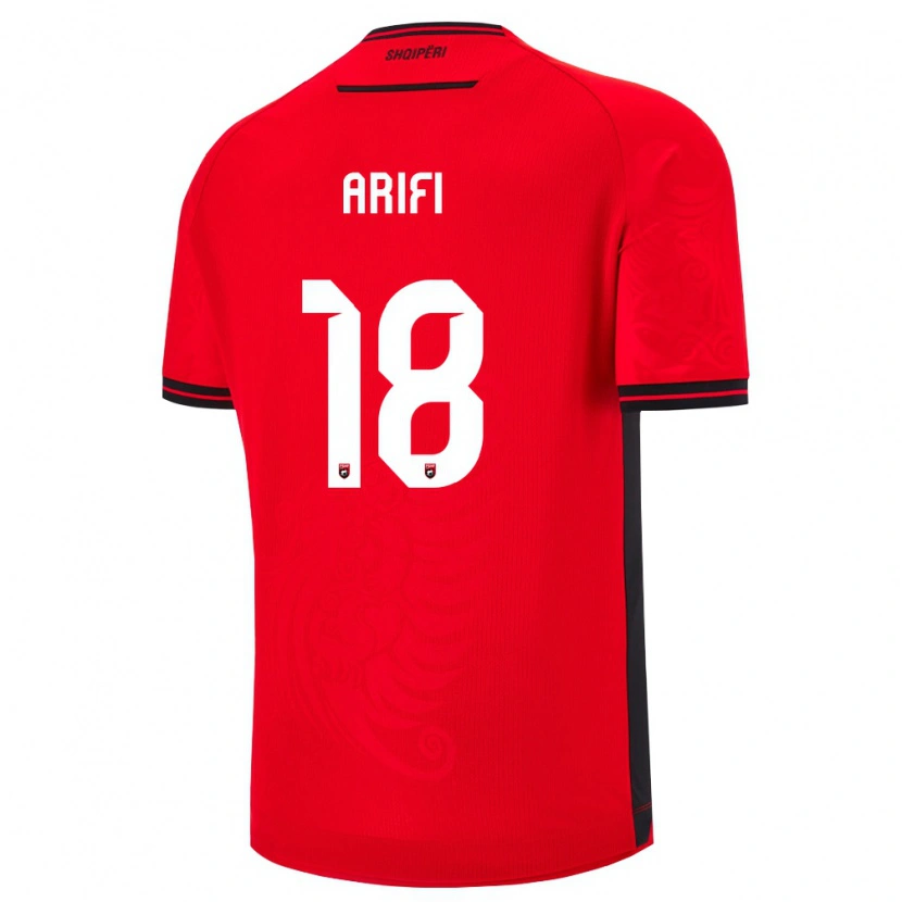 Danxen Män Albanien Ergis Arifi #18 Röd Svart Hemmatröja Matchtröjor 26-28 Tröjor T-Tröja