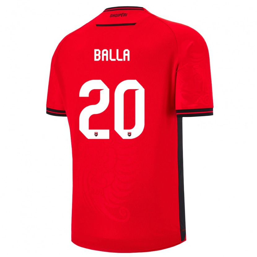 Danxen Män Albanien Robin Balla #20 Röd Svart Hemmatröja Matchtröjor 26-28 Tröjor T-Tröja