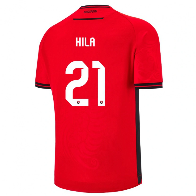 Danxen Män Albanien Alma Hila #21 Röd Svart Hemmatröja Matchtröjor 26-28 Tröjor T-Tröja