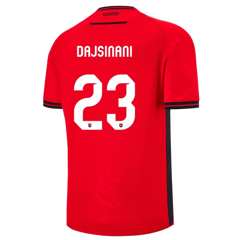 Danxen Män Albanien Mario Dajsinani #23 Röd Svart Hemmatröja Matchtröjor 26-28 Tröjor T-Tröja