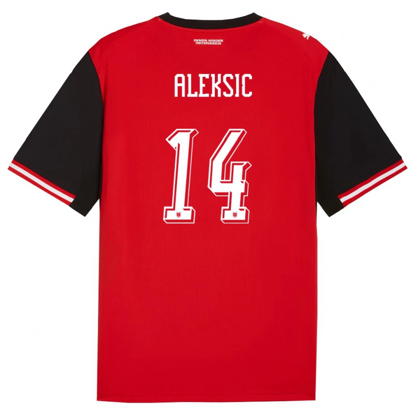 Danxen Män Österrike Filip Aleksic #14 Svart Vit Hemmatröja Matchtröjor 26-28 Tröjor T-Tröja