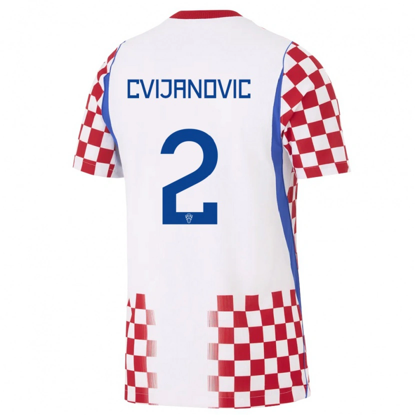 Danxen Män Kroatien Ivan Cvijanovic #2 Vit Röd Blå Hemmatröja Matchtröjor 26-28 Tröjor T-Tröja