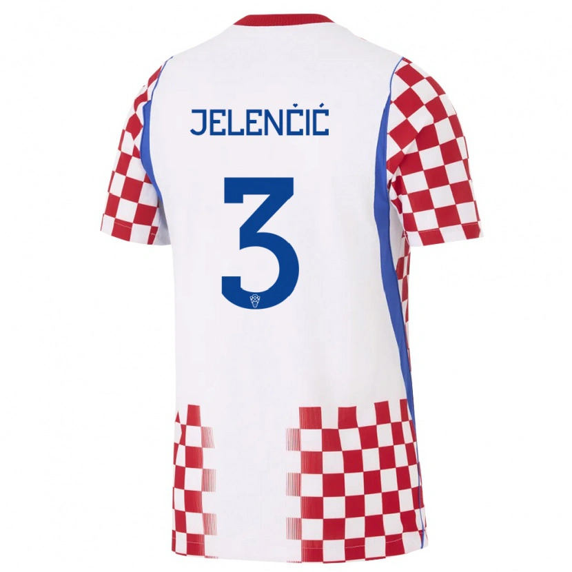 Danxen Män Kroatien Ana Jelencic #3 Vit Röd Blå Hemmatröja Matchtröjor 26-28 Tröjor T-Tröja