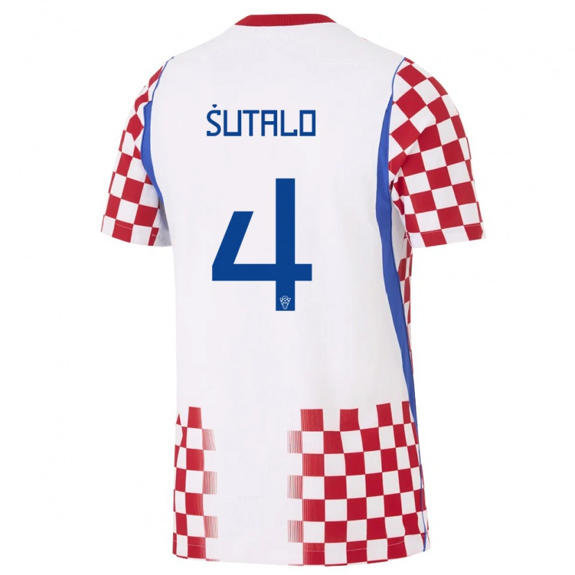 Danxen Män Kroatien Bosko Sutalo #4 Vit Röd Blå Hemmatröja Matchtröjor 26-28 Tröjor T-Tröja