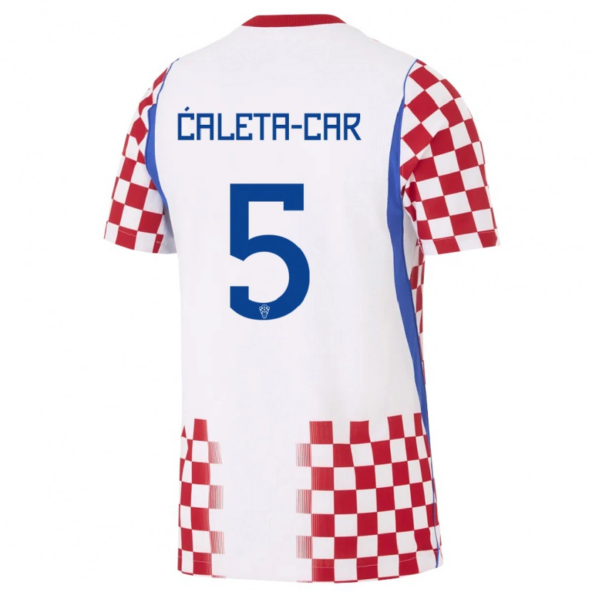 Danxen Män Kroatien Duje Caleta-Car #5 Vit Röd Blå Hemmatröja Matchtröjor 26-28 Tröjor T-Tröja