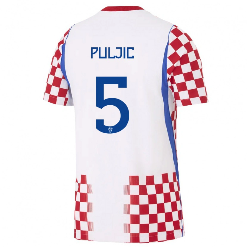 Danxen Män Kroatien Ljubo Puljic #5 Vit Röd Blå Hemmatröja Matchtröjor 26-28 Tröjor T-Tröja