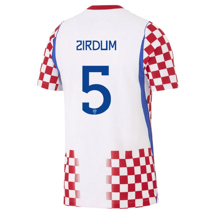 Danxen Män Kroatien Karlo Zirdum #5 Vit Röd Blå Hemmatröja Matchtröjor 26-28 Tröjor T-Tröja