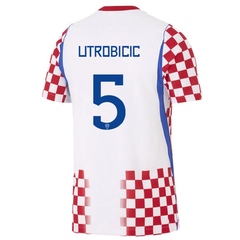 Danxen Män Kroatien Ante Utrobicic #5 Vit Röd Blå Hemmatröja Matchtröjor 26-28 Tröjor T-Tröja