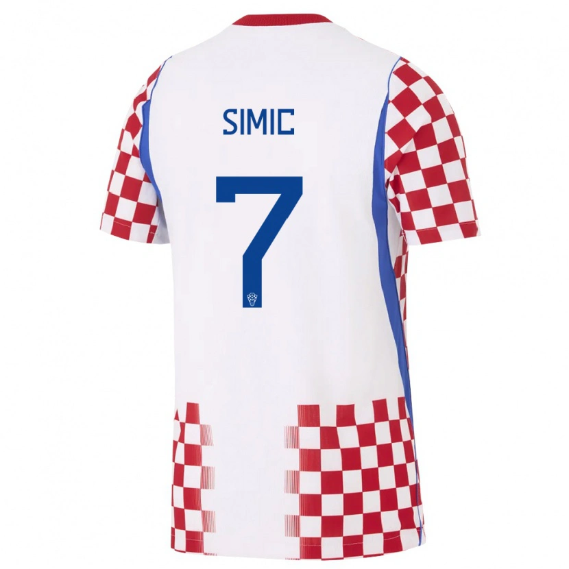 Danxen Män Kroatien Karlo Simic #7 Vit Röd Blå Hemmatröja Matchtröjor 26-28 Tröjor T-Tröja