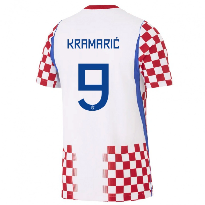Danxen Män Kroatien Andrej Kramaric #9 Vit Röd Blå Hemmatröja Matchtröjor 26-28 Tröjor T-Tröja