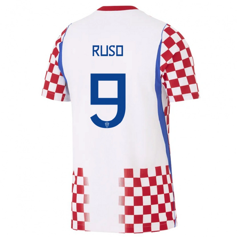 Danxen Män Kroatien Toni Ruso #9 Vit Röd Blå Hemmatröja Matchtröjor 26-28 Tröjor T-Tröja