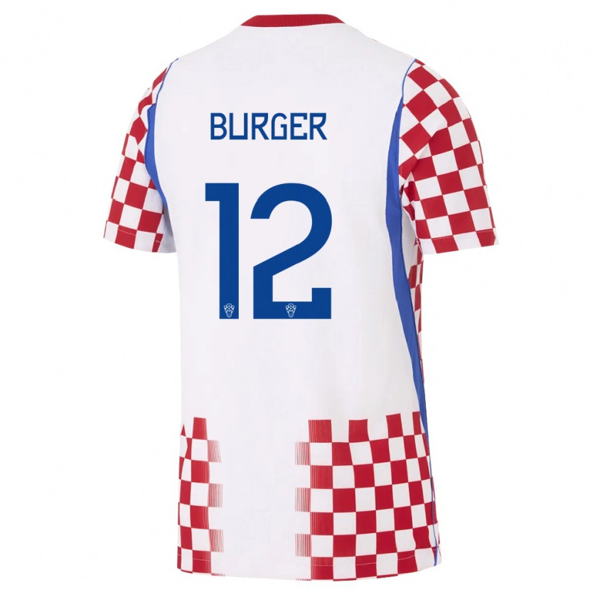 Danxen Män Kroatien Roko Burger #12 Vit Röd Blå Hemmatröja Matchtröjor 26-28 Tröjor T-Tröja