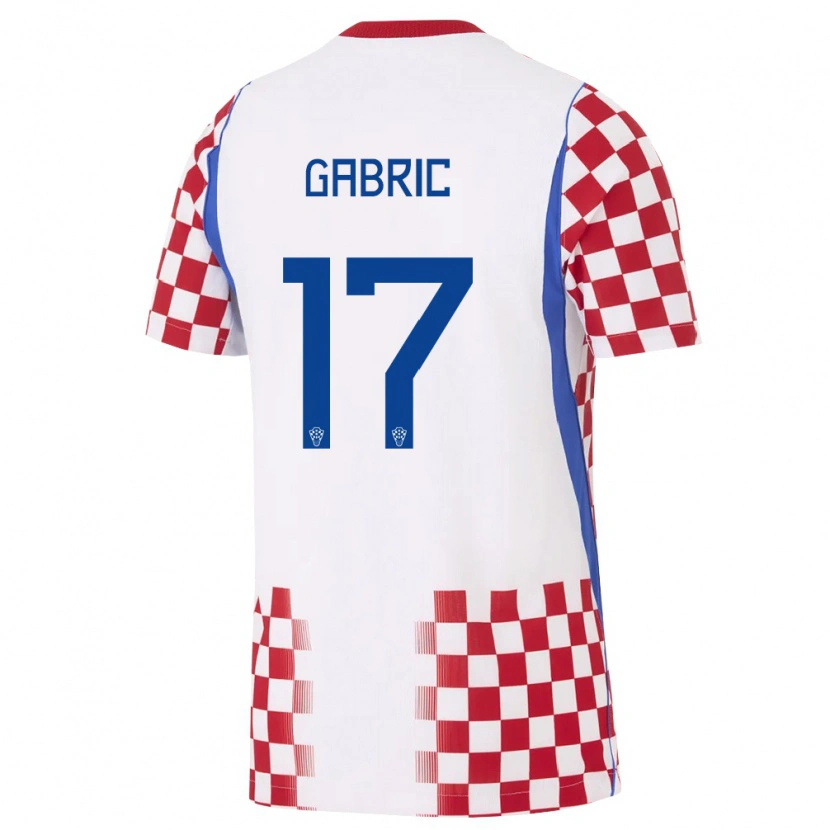 Danxen Män Kroatien Roko Gabric #17 Vit Röd Blå Hemmatröja Matchtröjor 26-28 Tröjor T-Tröja