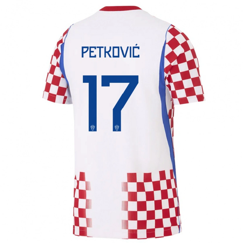 Danxen Män Kroatien Bruno Petkovic #17 Vit Röd Blå Hemmatröja Matchtröjor 26-28 Tröjor T-Tröja