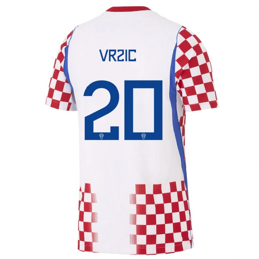 Danxen Män Kroatien Luka Vrzic #20 Vit Röd Blå Hemmatröja Matchtröjor 26-28 Tröjor T-Tröja