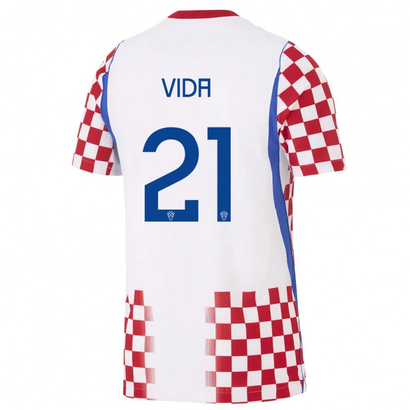 Danxen Män Kroatien Domagoj Vida #21 Vit Röd Blå Hemmatröja Matchtröjor 26-28 Tröjor T-Tröja