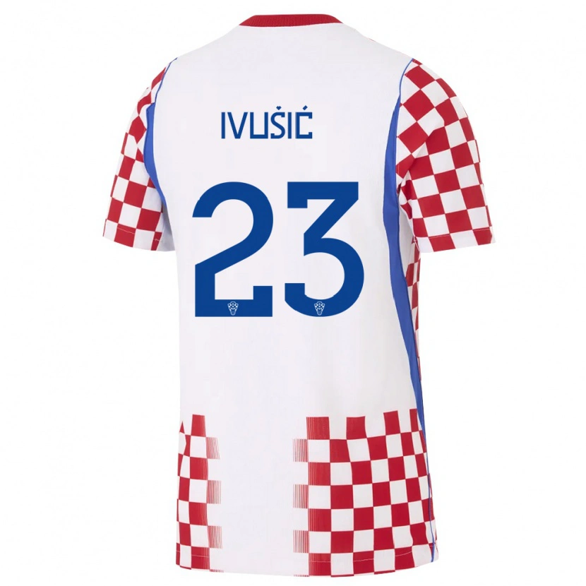 Danxen Män Kroatien Ivica Ivusic #23 Vit Röd Blå Hemmatröja Matchtröjor 26-28 Tröjor T-Tröja