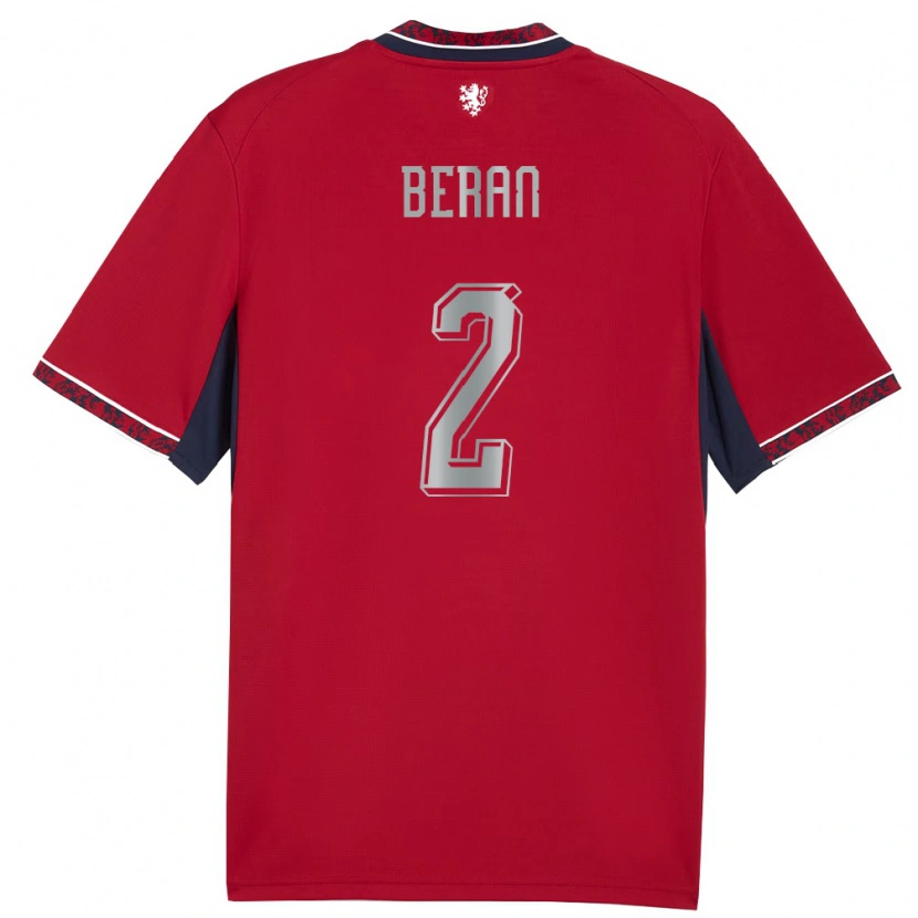 Danxen Män Tjeckien Stepan Beran #2 Röd Vit Marin Hemmatröja Matchtröjor 26-28 Tröjor T-Tröja