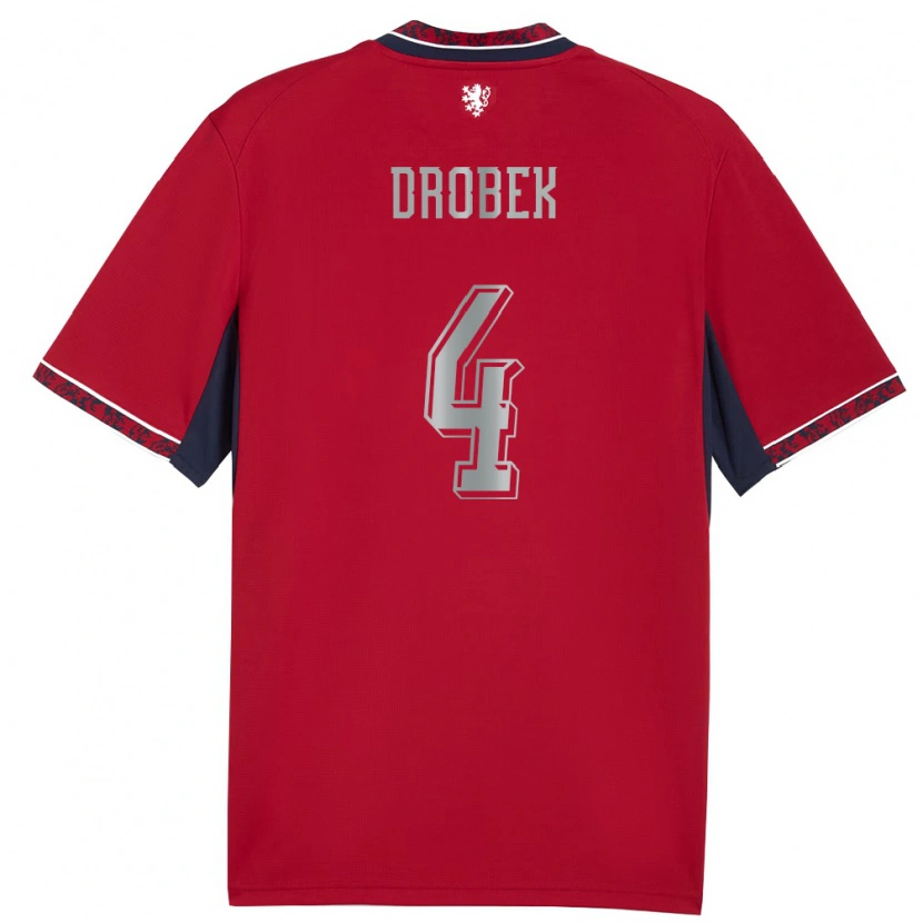 Danxen Män Tjeckien Ondrej Drobek #4 Röd Vit Marin Hemmatröja Matchtröjor 26-28 Tröjor T-Tröja