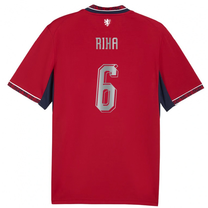 Danxen Män Tjeckien Ferdinand Riha #6 Röd Vit Marin Hemmatröja Matchtröjor 26-28 Tröjor T-Tröja