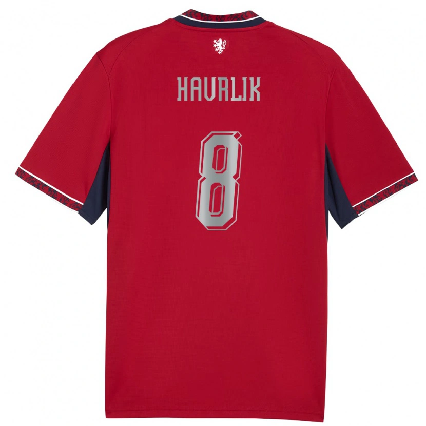 Danxen Män Tjeckien Lukas Havrlik #8 Röd Vit Marin Hemmatröja Matchtröjor 26-28 Tröjor T-Tröja
