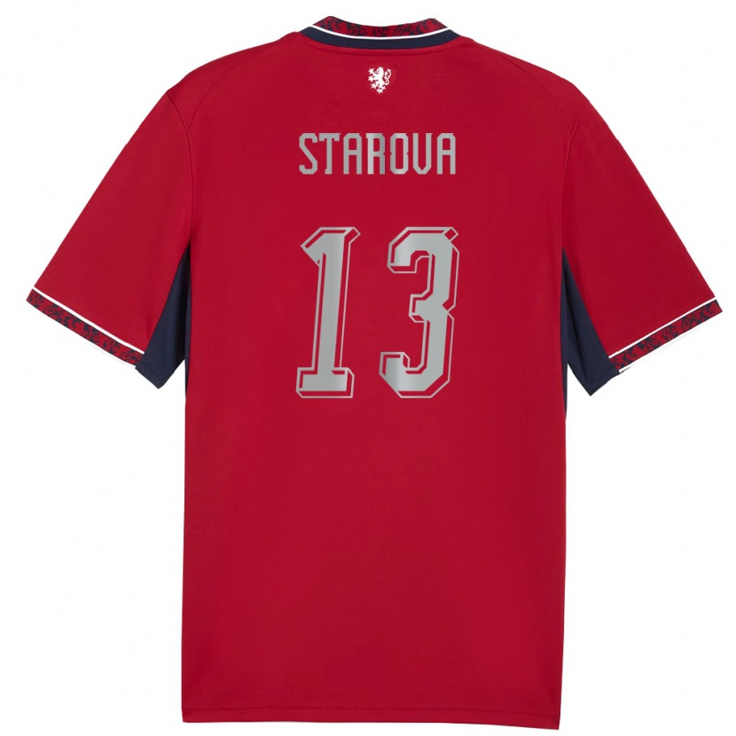 Danxen Män Tjeckien Antonie Stárová #13 Röd Vit Marin Hemmatröja Matchtröjor 26-28 Tröjor T-Tröja