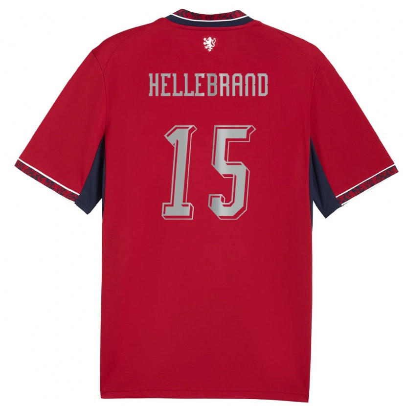 Danxen Män Tjeckien Patrik Hellebrand #15 Röd Vit Marin Hemmatröja Matchtröjor 26-28 Tröjor T-Tröja