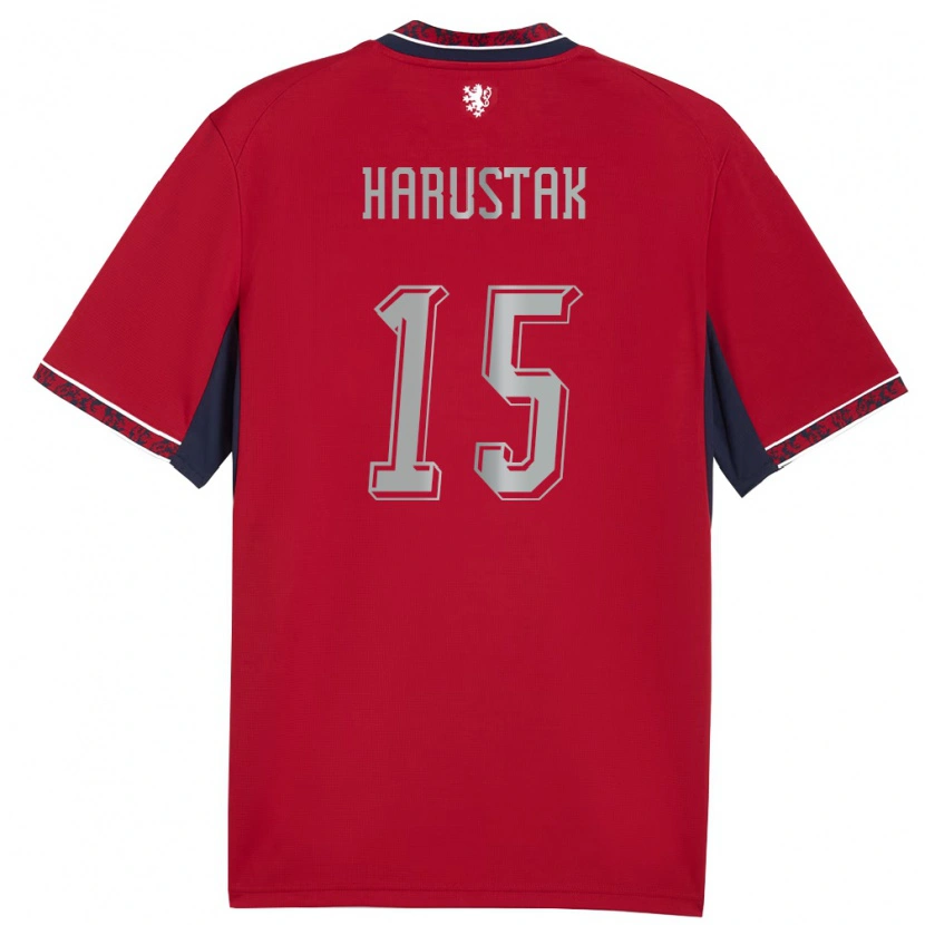 Danxen Män Tjeckien Jan Harustak #15 Röd Vit Marin Hemmatröja Matchtröjor 26-28 Tröjor T-Tröja