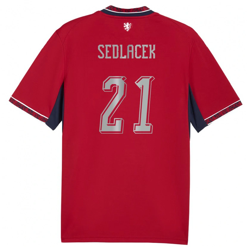 Danxen Män Tjeckien Alexandr Sedlacek #21 Röd Vit Marin Hemmatröja Matchtröjor 26-28 Tröjor T-Tröja