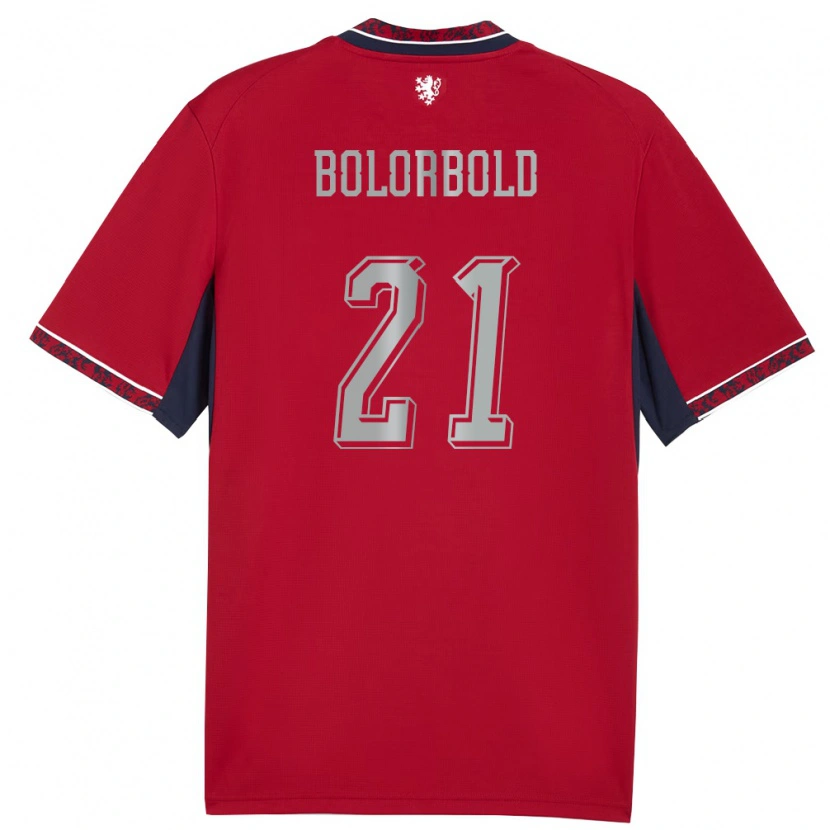Danxen Män Tjeckien Chinguun Bolorbold #21 Röd Vit Marin Hemmatröja Matchtröjor 26-28 Tröjor T-Tröja