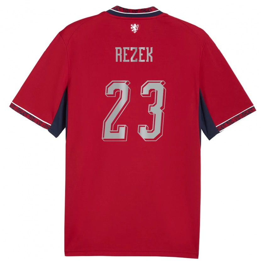 Danxen Män Tjeckien Adam Rezek #23 Röd Vit Marin Hemmatröja Matchtröjor 26-28 Tröjor T-Tröja