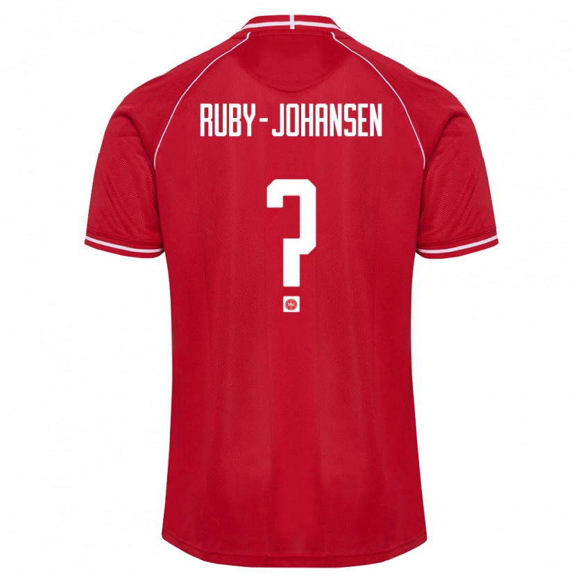 Danxen Män Danmark Gustav Ruby-Johansen #0 Röd Vit Hemmatröja Matchtröjor 26-28 Tröjor T-Tröja