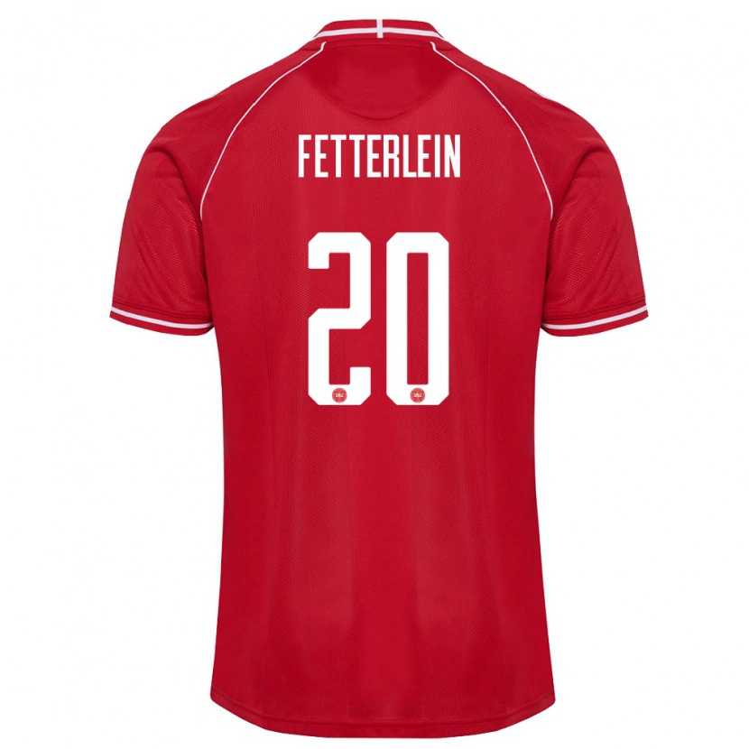 Danxen Män Danmark Sean Fetterlein #20 Röd Vit Hemmatröja Matchtröjor 26-28 Tröjor T-Tröja