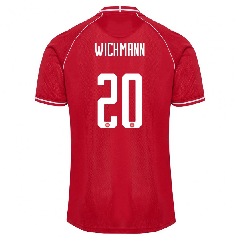 Danxen Män Danmark Julius Wichmann #20 Röd Vit Hemmatröja Matchtröjor 26-28 Tröjor T-Tröja
