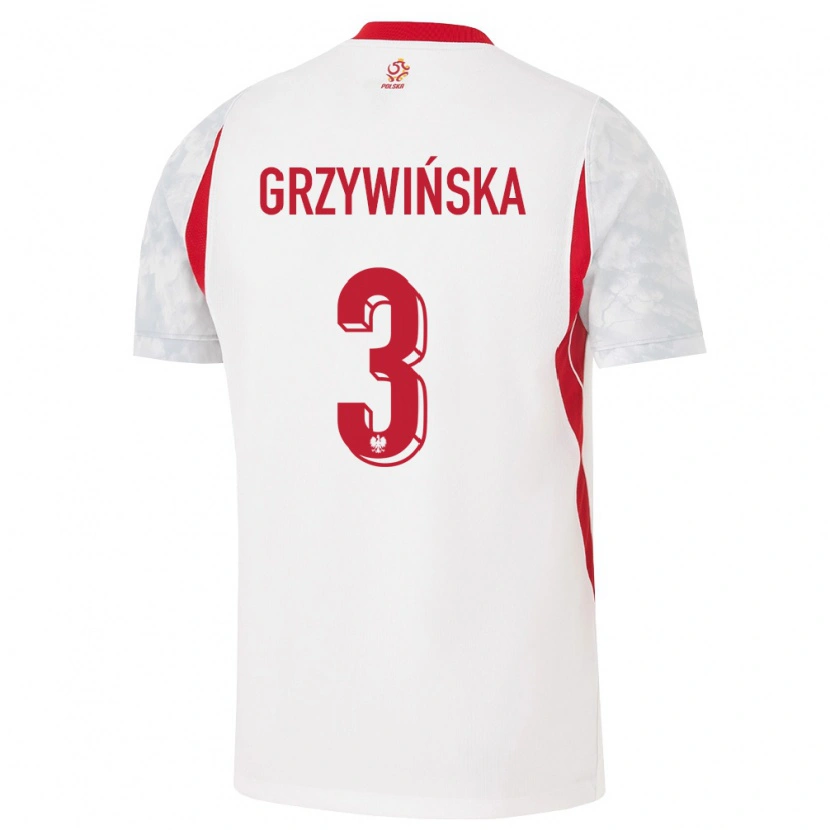 Danxen Män Polen Gabriela Grzywinska #3 Vit Röd Grå Hemmatröja Matchtröjor 26-28 Tröjor T-Tröja
