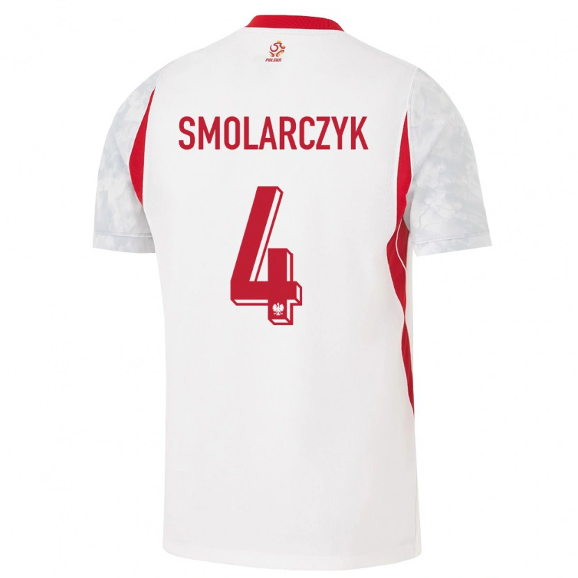 Danxen Män Polen Bartlomiej Smolarczyk #4 Vit Röd Grå Hemmatröja Matchtröjor 26-28 Tröjor T-Tröja