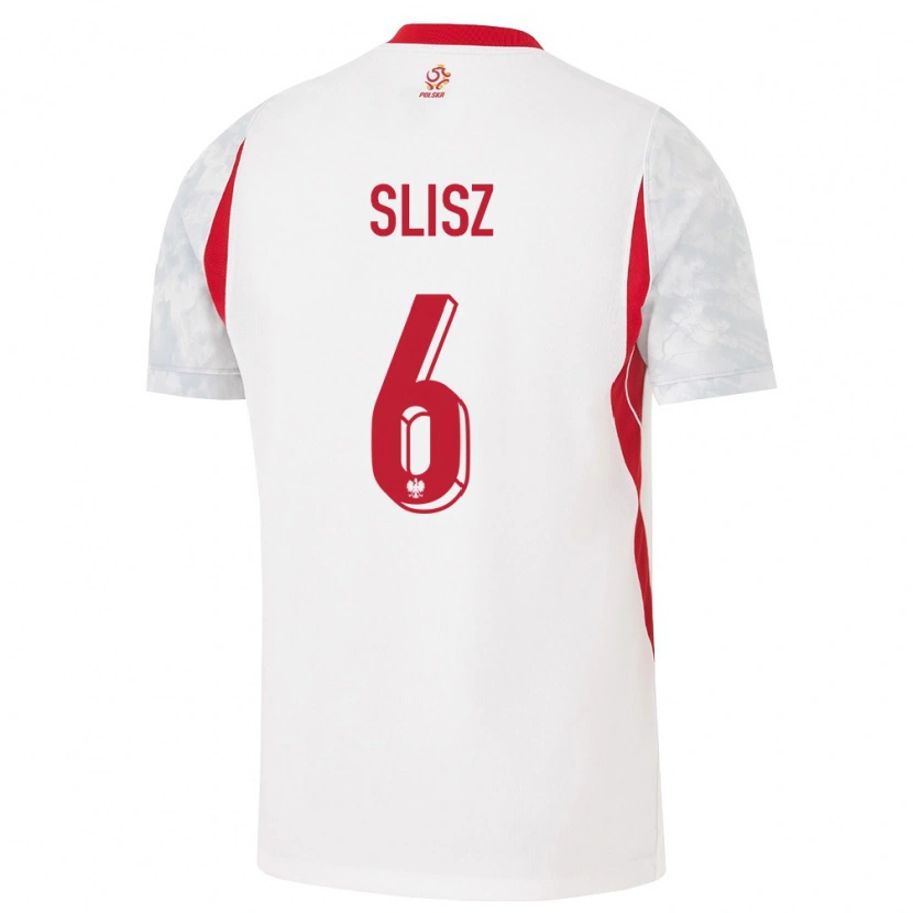 Danxen Män Polen Bartosz Slisz #6 Vit Röd Grå Hemmatröja Matchtröjor 26-28 Tröjor T-Tröja